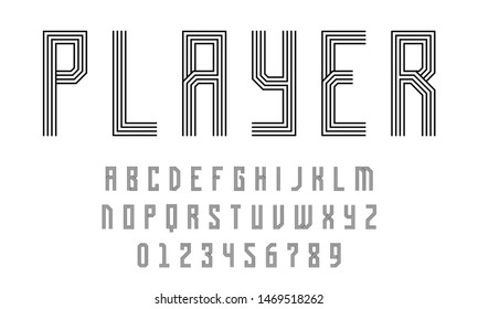 Set of alphabets font letters and numbers modern abstract design with lines vector illustration