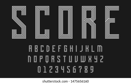 Set of alphabets font letters and numbers modern abstract design with lines vector illustration