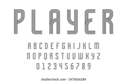 Set of alphabets font letters and numbers modern abstract design with lines vector illustration