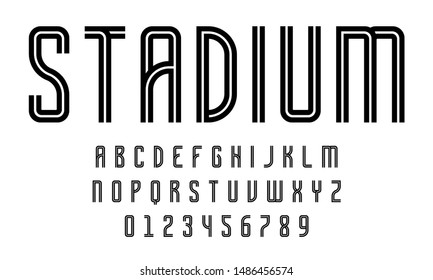 Set of alphabets font letters and numbers modern abstract design with lines vector illustration