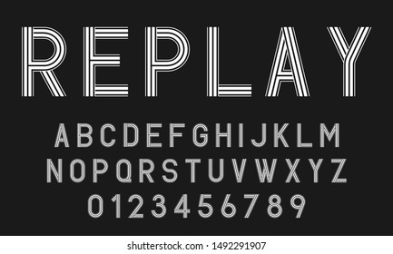 Set of alphabets font letters and numbers modern abstract design with lines vector illustration