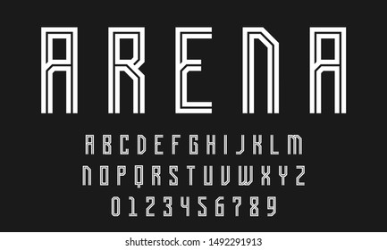 Set of alphabets font letters and numbers modern abstract design with lines vector illustration