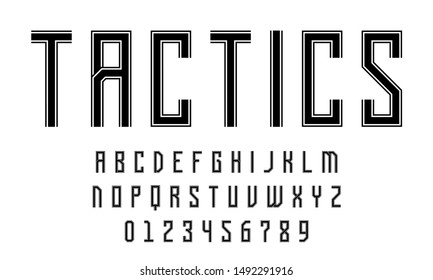 Set of alphabets font letters and numbers modern abstract design with lines vector illustration