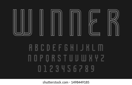Set of alphabets font letters and numbers modern abstract design with lines vector illustration
