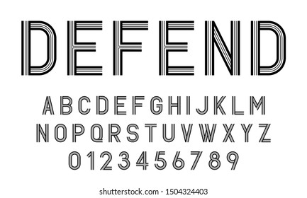 Set of alphabets font letters and numbers modern abstract design with lines vector illustration