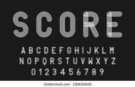 Set of alphabets font letters and numbers modern abstract design with lines vector illustration
