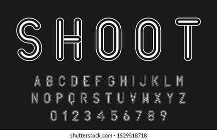 Set of alphabets font letters and numbers modern abstract design with lines vector illustration