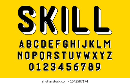 Set of alphabets font letters and numbers modern with 3d concept vector illustration