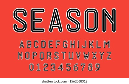 Set of alphabets font letters and numbers modern abstract design with lines vector illustration