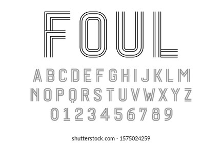 Set of alphabets font letters and numbers modern abstract design with lines vector illustration