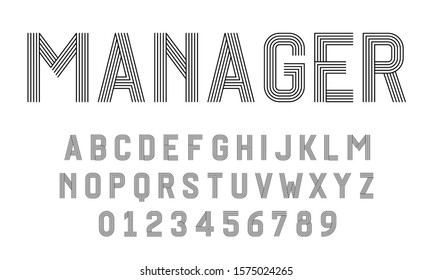 Set of alphabets font letters and numbers modern abstract design with lines vector illustration