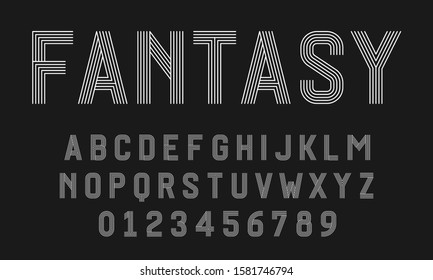Set of alphabets font letters and numbers modern abstract design with lines vector illustration
