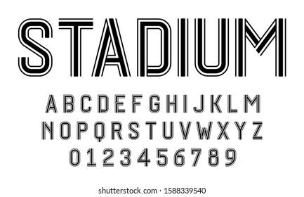 Set of alphabets font letters and numbers modern abstract design with lines vector illustration