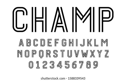 Set of alphabets font letters and numbers modern abstract design with lines vector illustration