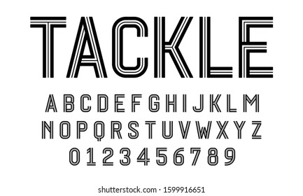 Set of alphabets font letters and numbers modern abstract design with lines vector illustration