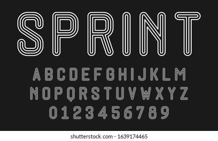 Set of alphabets font letters and numbers modern abstract design with lines vector illustration