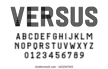 Set of alphabets font letters and numbers modern abstract design with lines vector illustration