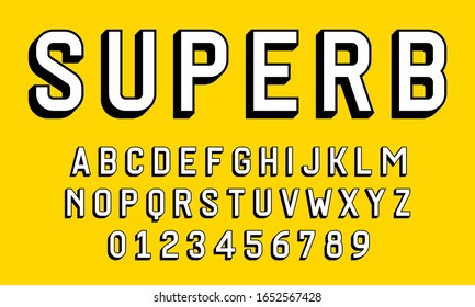 Set of alphabets font letters and numbers modern with 3d concept vector illustration