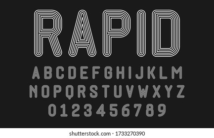 Set of alphabets font letters and numbers modern abstract design with lines vector illustration