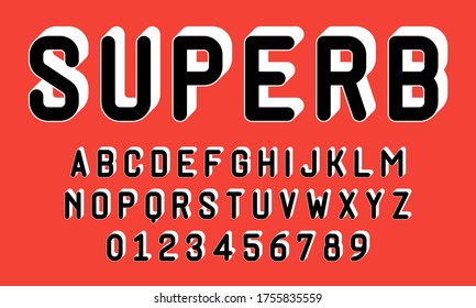 Set of alphabets font letters and numbers modern with 3d concept vector illustration