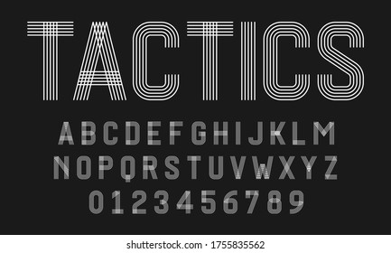 Set of alphabets font letters and numbers modern abstract design with lines vector illustration