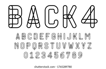 Set of alphabets font letters and numbers modern abstract design with lines vector illustration