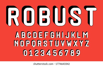 Set of alphabets font letters and numbers modern with 3d concept vector illustration