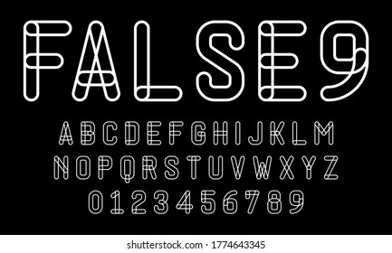Set of alphabets font letters and numbers modern abstract design with lines vector illustration