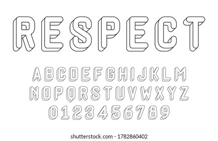 Set of alphabets font letters and numbers modern with 3d concept vector illustration