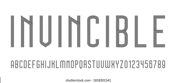 Set of alphabets font letters and numbers modern abstract design with lines vector illustration