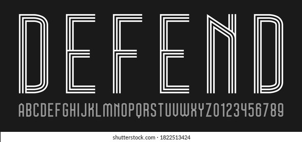 Set of alphabets font letters and numbers modern abstract design with lines vector illustration