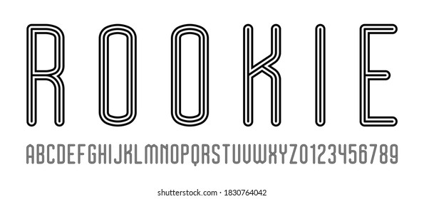 Set of alphabets font letters and numbers modern abstract design with lines vector illustration