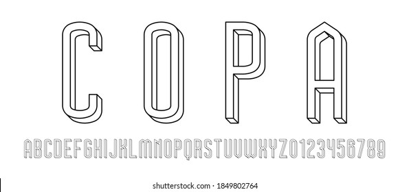 Set of alphabets font letters and numbers modern with 3D concept vector illustration