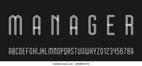 Set of alphabets font letters and numbers modern abstract design with lines vector illustration