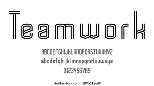 Set of alphabets font letters and numbers modern abstract design with lines vector illustration