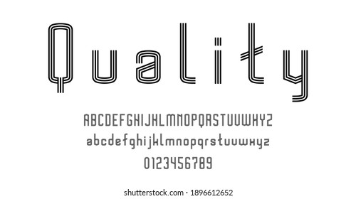 Conjunto de letras letras letras y números diseño abstracto moderno con líneas ilustración vectorial