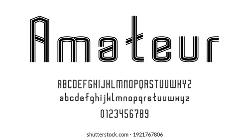 Set of alphabets font letters and numbers modern abstract design with lines vector illustration