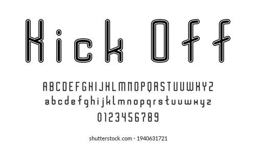 Set of alphabets font letters and numbers modern abstract design with lines vector illustration