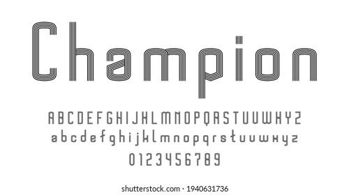 Set of alphabets font letters and numbers modern abstract design with lines vector illustration