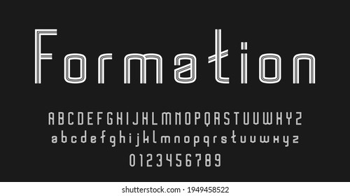 Set of alphabets font letters and numbers modern abstract design with lines vector illustration