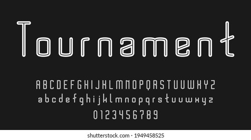 Satz von Alphabeten Schriftbuchstaben und Zahlen Modernes abstraktes Design mit Linien, Vektorgrafik