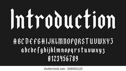 Set of alphabets font letters and numbers antique vintage blackletter concept vector illustration