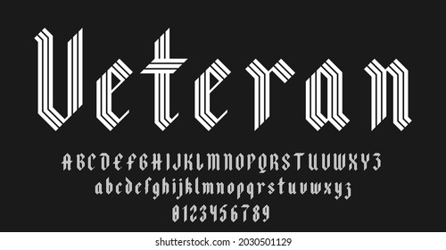 Set of alphabets font letters and numbers antique vintage blackletter concept vector illustration