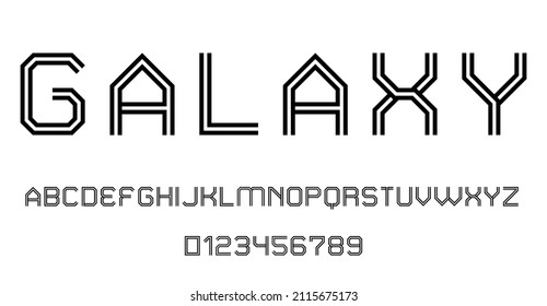 Set of alphabets font letters and numbers modern abstract design with lines vector illustration