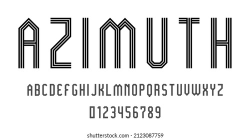 Set of alphabets font letters and numbers modern abstract design with lines vector illustration
