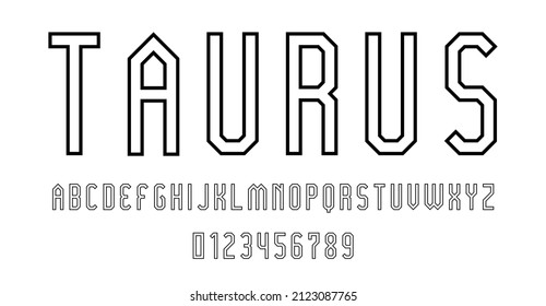 Set of alphabets font letters and numbers modern abstract outline design with lines vector illustration