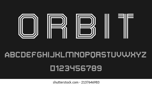 Set of alphabets font letters and numbers modern abstract design with lines vector illustration