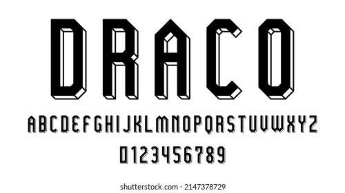 Set of alphabets font letters and numbers modern abstract 3D concept design with lines vector illustration