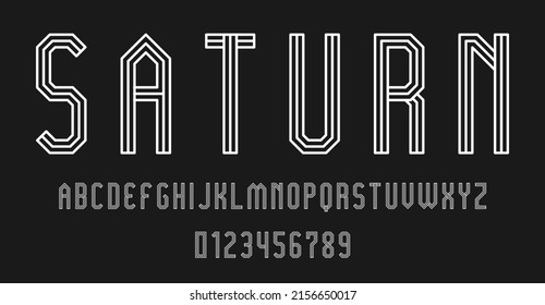 Set of alphabets font letters and numbers modern abstract outline design with lines vector illustration