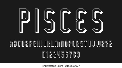 Set of alphabets font letters and numbers modern abstract 3D concept design with lines vector illustration